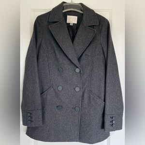 A New Day Target Charcoal Double-Breasted Wool Blend Peacoat Size Small